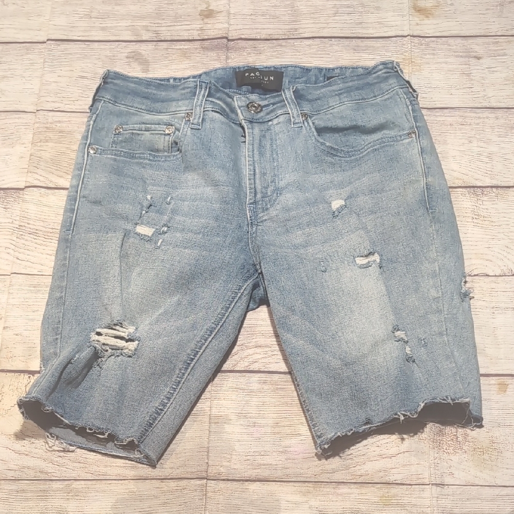 PacSunn Women's Skinny Cutoff Distressed Denim Bermuda Shorts W30